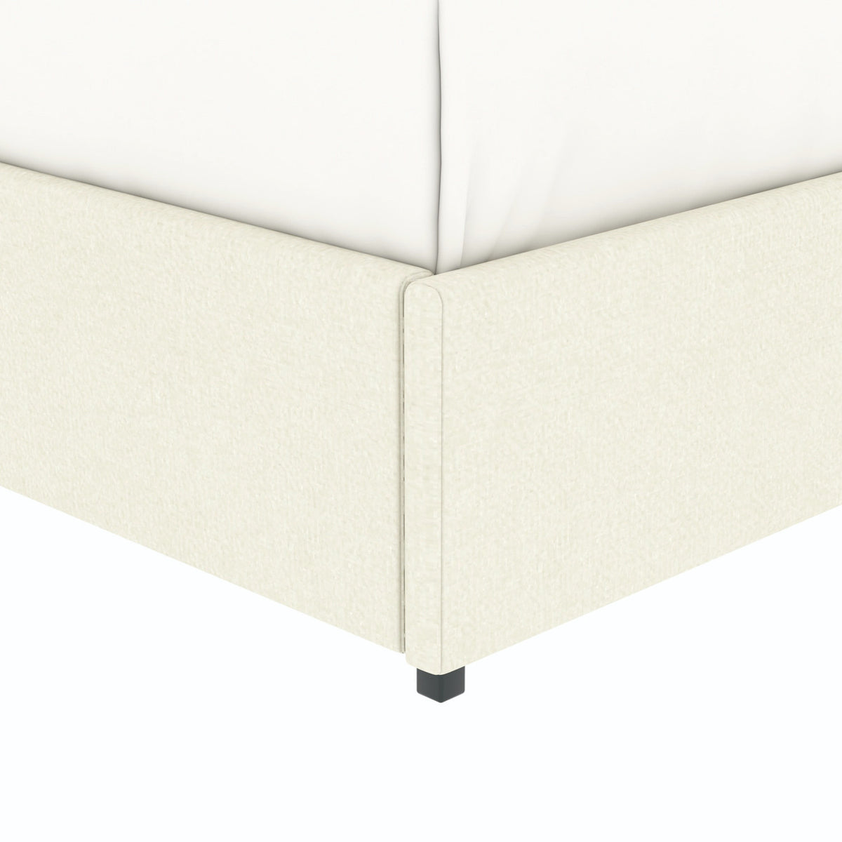 Détail du pied du lit coffre plateforme 160x200 cm velours beige LANCE